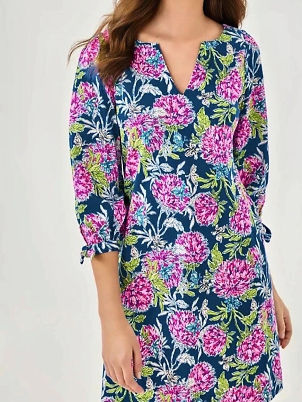 Lilly Pulitzer CATH 3/4 SLEEVE DRESS, MULTI DAHLIALICIOUS Size:M
